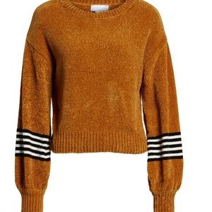 Ten Sixty Sherman Stripe Sleeve Gold Chenille Sweater